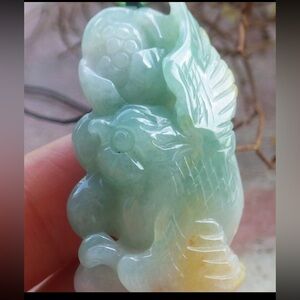 Certificate Jadeite Jade 3 colors Green Yellow Pendant Flower Owl Hawk